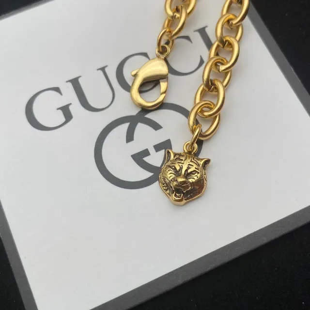 Gucci বাটারফ্লাই সোনালি বহুরঙ চেইন-লিংক ক্রিস্টাল প্যাভে মোটিফ ব্রেসলেট 2