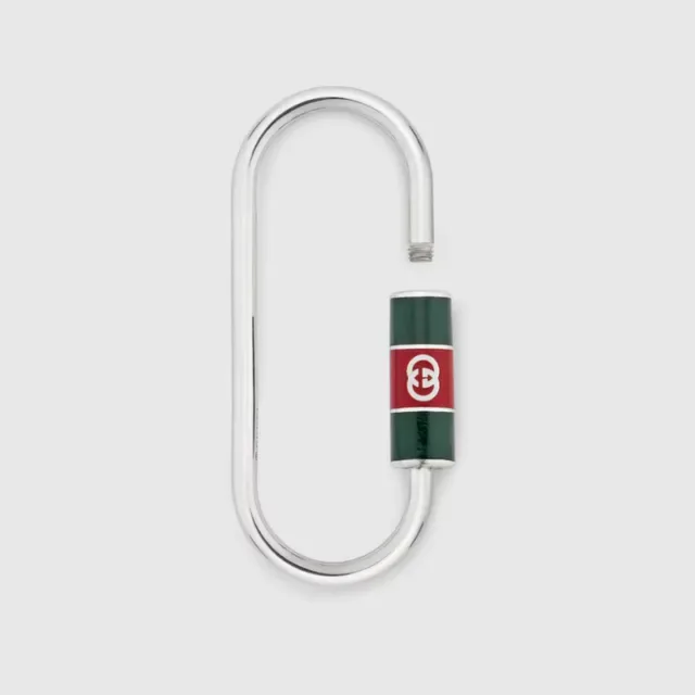 Gucci Carabiner Keychain ذهبي سوار أحمر بإنل 8