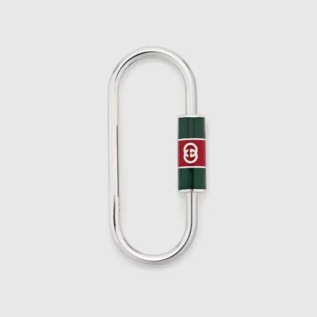 Gucci Carabiner Keychain ذهبي سوار أحمر بإنل 9