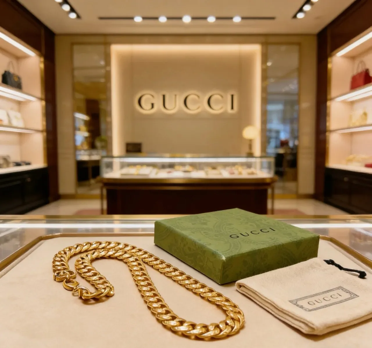 Gucci Chunky Curb-Link Gold-Tone Necklace 9