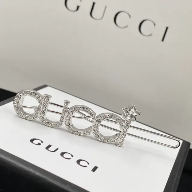 Gucci Crystal Logo Star Hair Clip Brooch 3