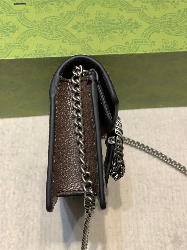 Gucci Dionysus Beige Marron Monogram Canvas Bords Cuir Sac à Chaîne 8