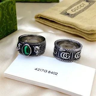 আংটি Gucci Dionysus চাঁদি সবুজ চওড়া ব্যান্ড সজ্জিত ধাতব কাজ