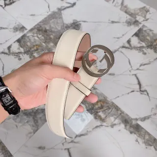Gucci Double G Belt Cream Leather Belt