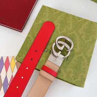 Ceinture Gucci Double G Rouge et Beige en cuir