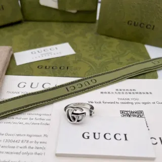 Gucci Double G Interlocking Logo 银戒指