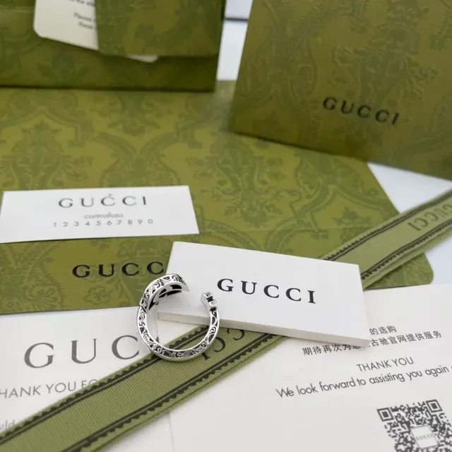 Gucci Double G Interlocking Logo Silver Ring 2
