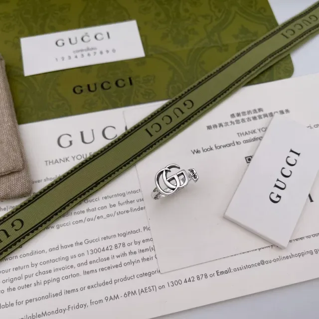 Gucci Double G Interlocking Logo Silver Ring 5