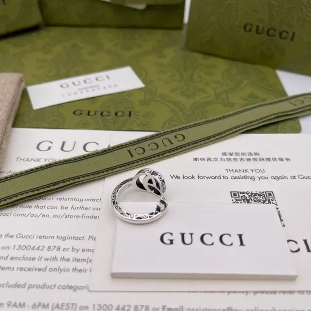 Gucci Double G Interlocking Logo Silver Ring 6