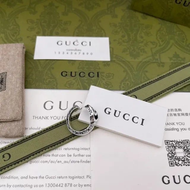 Gucci Double G Interlocking Logo Silver Ring 8