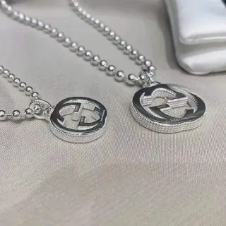 গুচি ডাবল জি সিলভার পেন্ডেন্ট নেকলেস