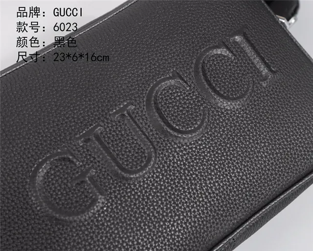 Gucci Embossed Logo Bolso Cruzado Cuero Negro Texturizado 6