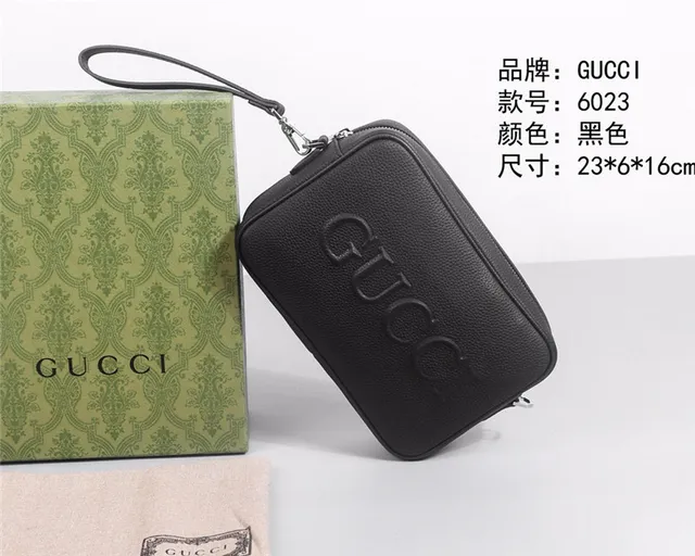 Gucci Embossed Logo Bolso Cruzado Cuero Negro Texturizado 7