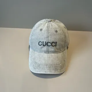Gucci 刺绣浅洗牛仔棒球帽