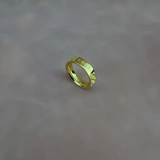 Gucci Engraved Logo and Pixel Pattern Silver Ring 3