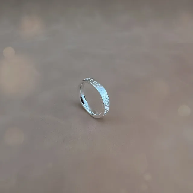 Gucci Engraved Logo and Pixel Pattern Silver Ring 5