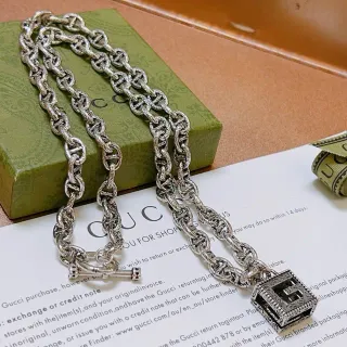 Gucci G-Link চাঁদি ইন্টারলকিং চেইন টগল ক্ল্যাস্প নেকলেস