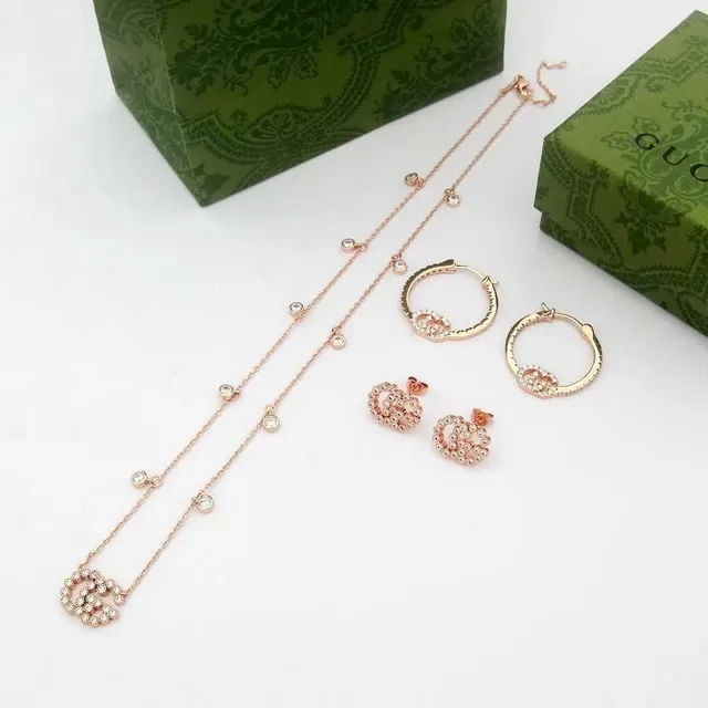 Gucci GC Running Pavé Interlocking GG Hoop Earrings 3