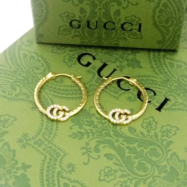 Gucci GC Running Pavé Interlocking GG Hoop Earrings 5