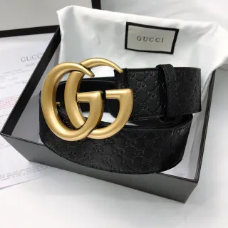 Gucci GG Marmont 黑色 GG-Embossed 皮革腰带