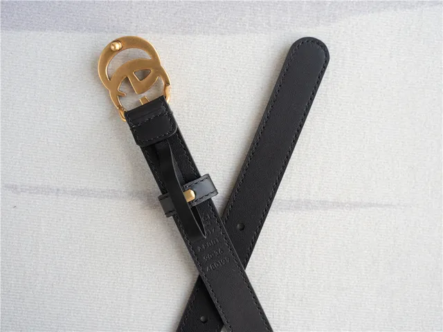 Gucci GG Marmont Black Gold Interlocking G Buckle 光滑皮革腰带 5