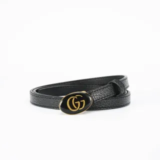 Gucci GG Marmont Black Pebbled Leather Belt