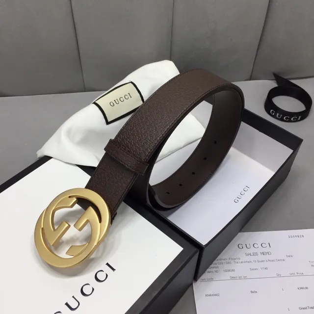 Gucci GG Marmont Brown Pebbled Leather Belt 4