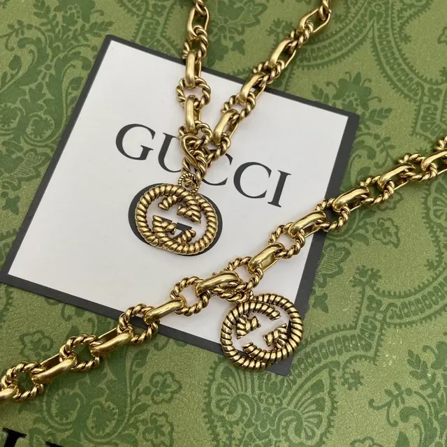 Gucci GG Marmont Gold-Tone Twisted-Link Necklace 4