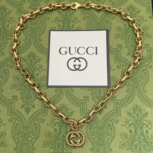 Gucci GG Marmont Gold-Tone Twisted-Link Necklace 6