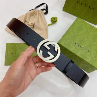 Gucci GG Marmont Interlocking G Cinto de couro preto