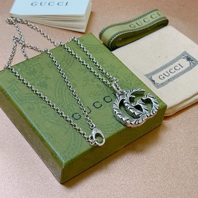 Gucci GG Marmont Interlocking G Rope-Textured Silver Necklace 5