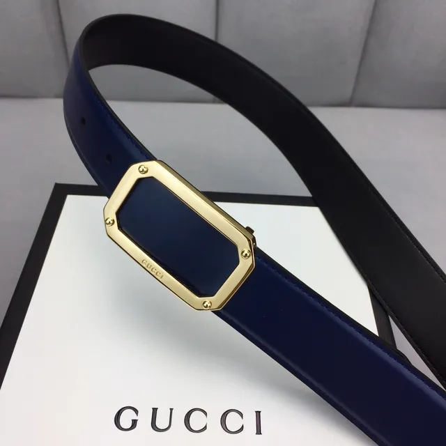 Gucci GG Marmont नेवी नीली चमड़े की बेल्ट 9