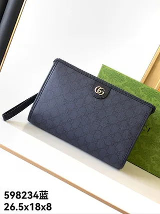 Gucci GG Marmont Navy Gold Monogram Jacquard Bolsinho de pulso 2