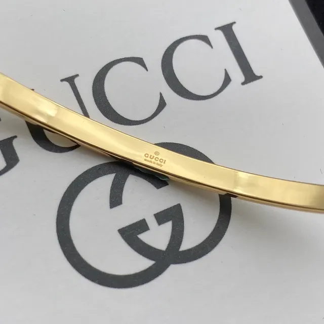 Gucci GG Marmont Pavé-Crystal Interlocking GG Pulseira Aberta de Punho 4