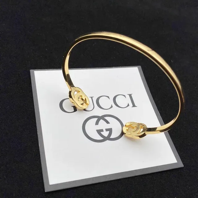 Gucci GG Marmont Pavé-Crystal Interlocking GG Pulseira Aberta de Punho 6