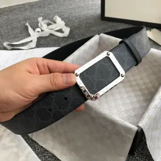 Gucci GG Marmont Woven Monogram Black Leather Belt