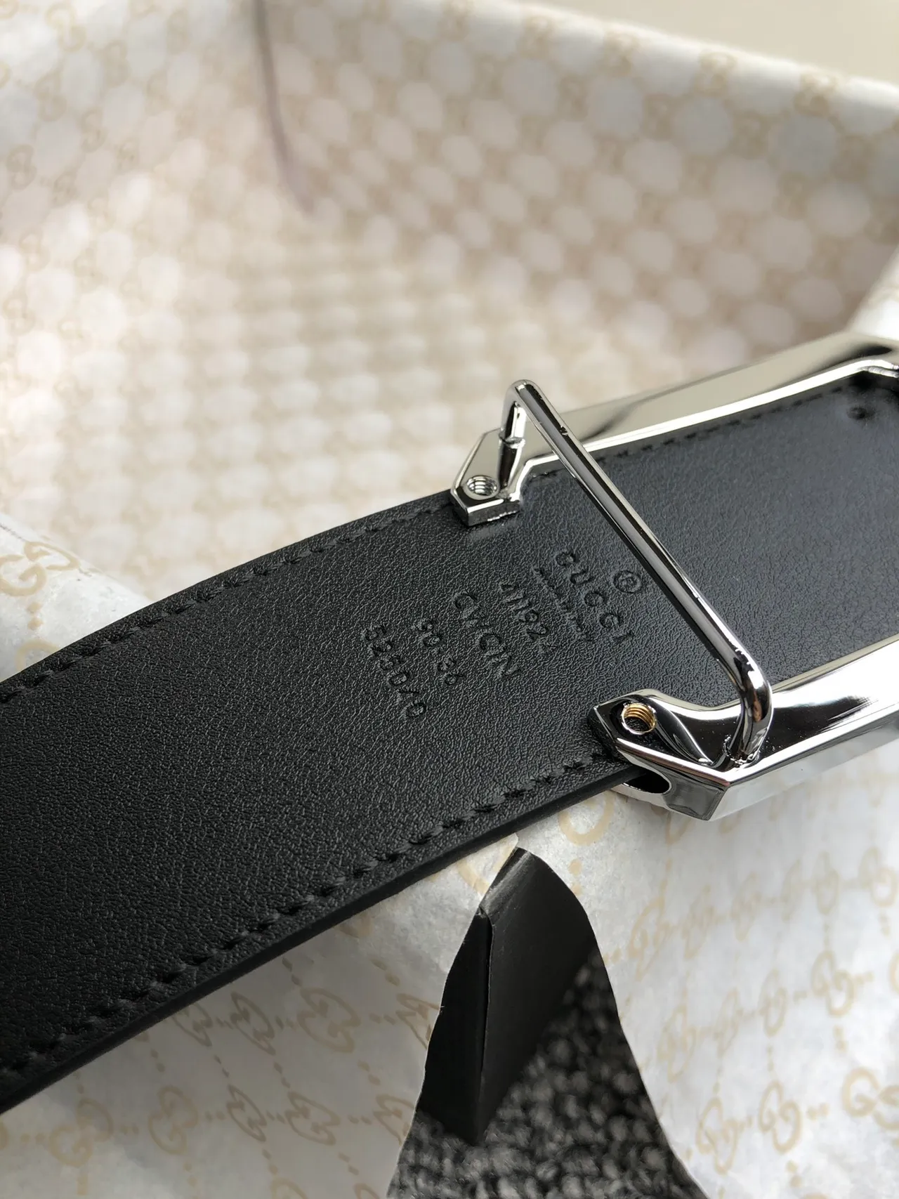 Gucci GG Marmont Woven Monogram Black Leather Belt 4