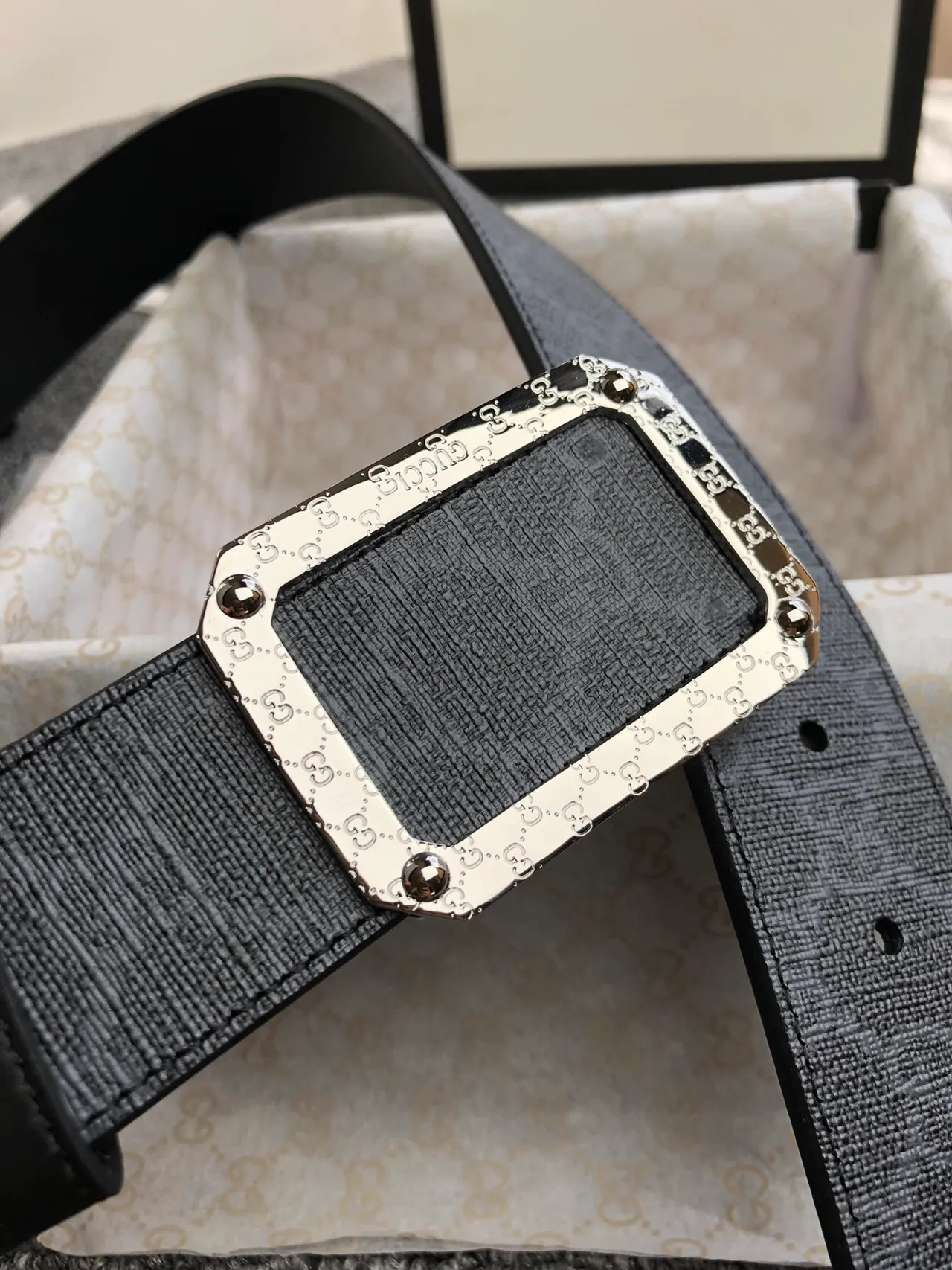 Gucci GG Marmont Woven Monogram Black Leather Belt 7