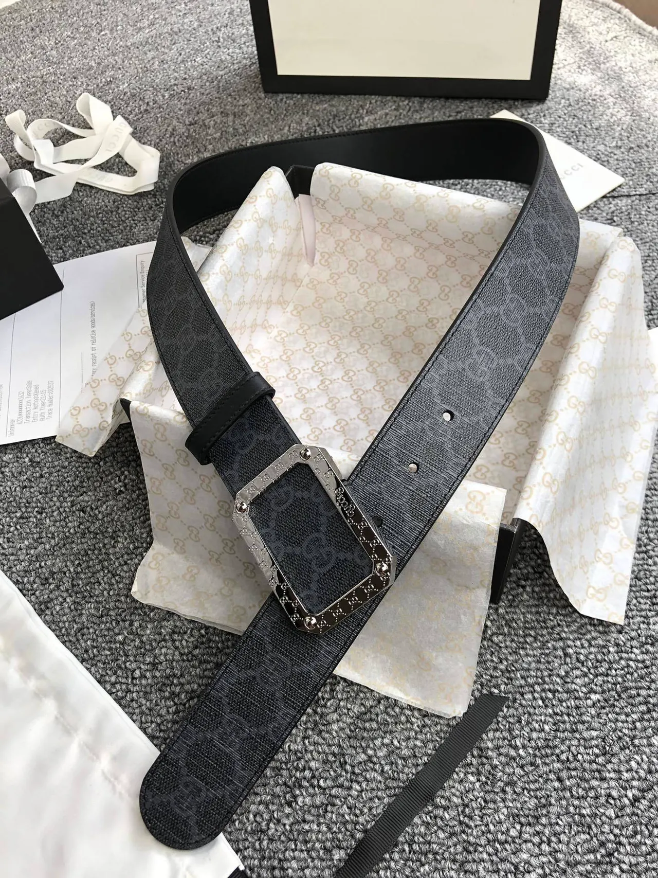 Gucci GG Marmont Woven Monogram Black Leather Belt 8