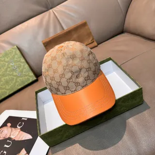 Gucci GG Monogram Canvas and Orange Leather Baseball Cap