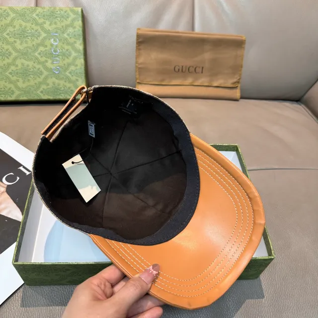 قبعة بيسبول Gucci GG Monogram Canvas و جلد برتقالي 4