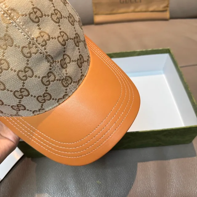 قبعة بيسبول Gucci GG Monogram Canvas و جلد برتقالي 5