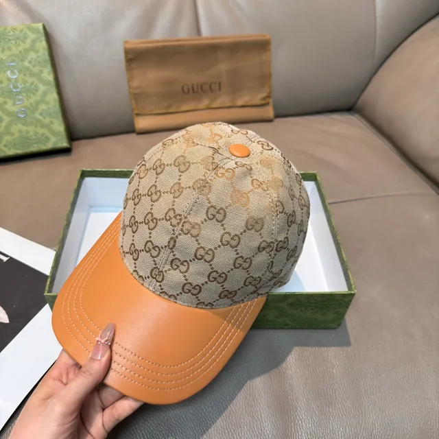 قبعة بيسبول Gucci GG Monogram Canvas و جلد برتقالي 7