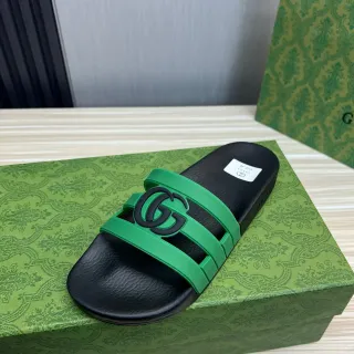 جوتشي GG سلايد أسود وأخضر ثنائي الحزام