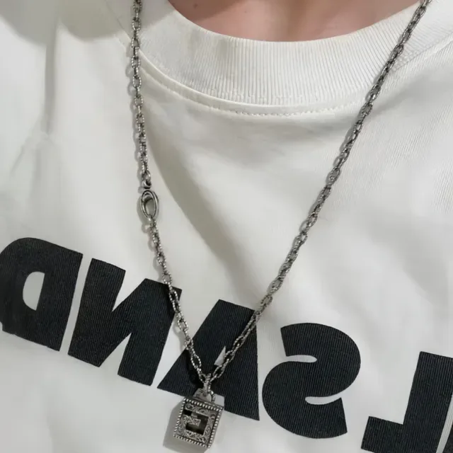 Gucci Gold Chain Book-Shaped Pendant Necklace 2