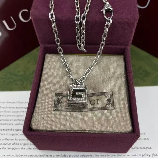 Gucci Gold Chain Book-Shaped Pendant Necklace 3