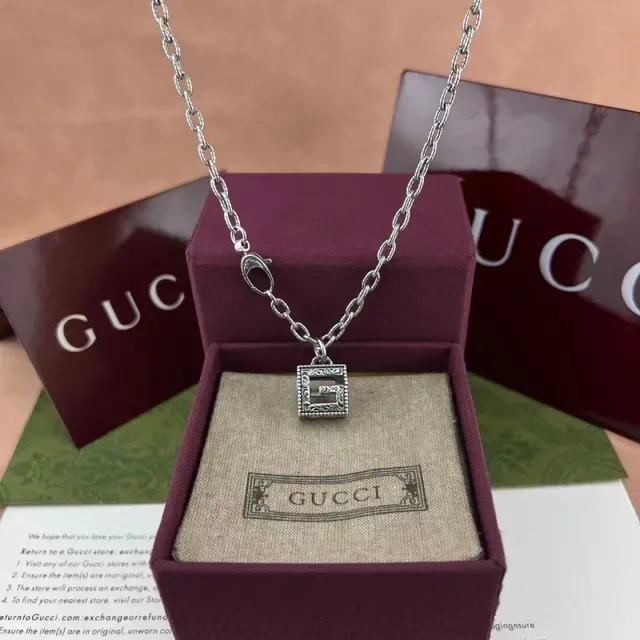 Gucci Gold Chain Book-Shaped Pendant Necklace 4