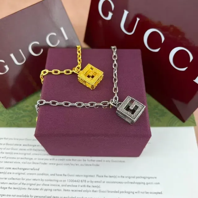 Gucci Gold Chain Book-Shaped Pendant Necklace 7