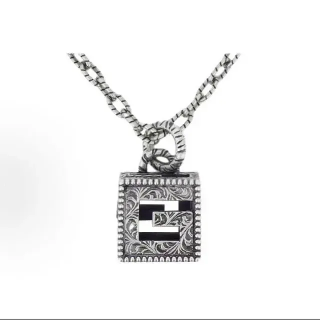 Gucci Gold Chain Book-Shaped Pendant Necklace 8