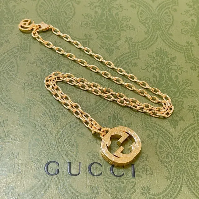 Gucci Gold Chain Interlocking Double-G Pendant Necklace 4
